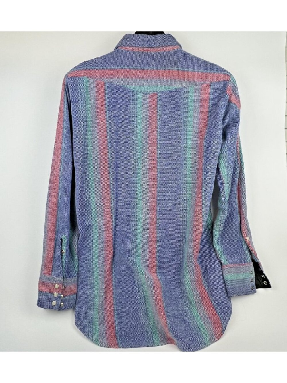 Vintage Saddle King USA Pearl Snap Shacket XL – Striped Cotton Western Cowboy - Picture 5 of 5
